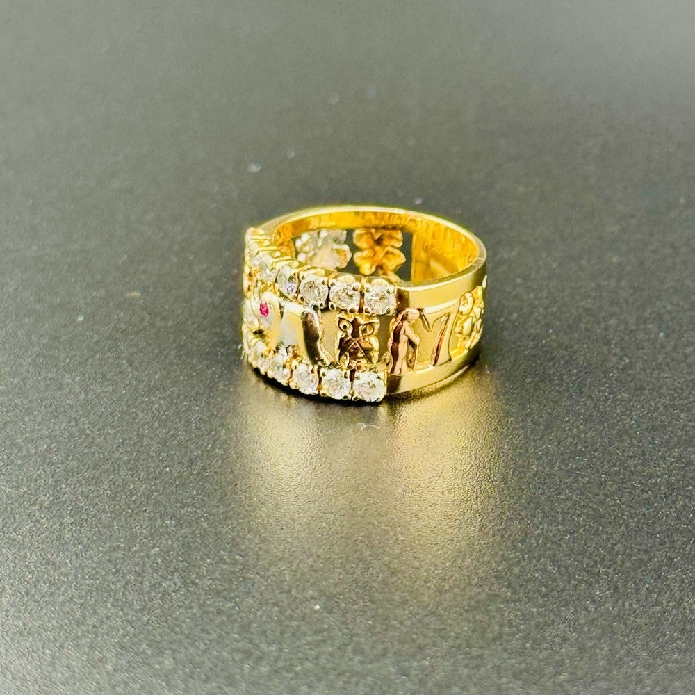 14K Yellow Gold Tri Color Men’s Good Luck/lucky Ring Size 8.5 Weight 5.7 Grams - Picture 6 of 16